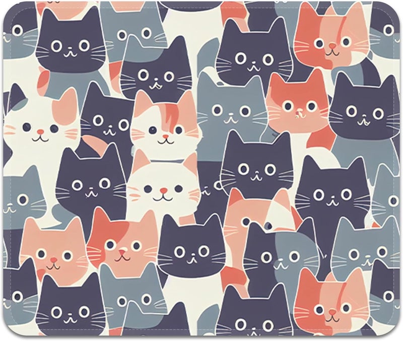 FROGIGO Square Mouse Pad with Stitched Edge, Premium Mousepad Washable Cloth. Computer Mouse Pad with Non-Slip Rubber Base, Mouse Pads for Computers Laptop Mouse 9.25x7.75x0.12 inch-Round Face Cat - Image 1